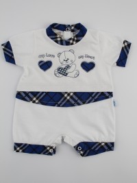 Baby image footie straw my love my heart. Colour blue, size 3-6 months
