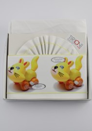 Picture accompanied cotton cat toy cot. Colour yellow, one size