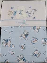 Picture accompanied sweet baby cotton bed. Colour light blue, one size