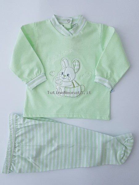 Image baby footie cotton outfit we become friends. Colour pistacchio green, size 6-9 months Pistacchio green Size 6-9 months