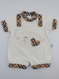 Picture baby footie straw boy sweet baby. Colour creamy white, size 3-6 months