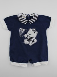 Picture baby footie romper barchetta. Colour blue, size 0-1 month