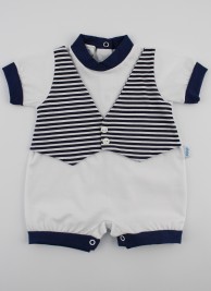 Picture baby footie straw waistcoat. Colour white, size 6-9 months