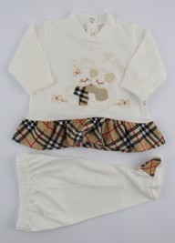 Image baby footie cotton outfit j love. Colour creamy white, size 3-6 months