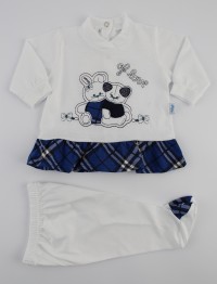 Image baby footie cotton outfit j love. Colour blue, size 0-1 month
