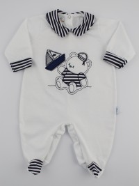 Baby footie jersey striped barchetta picture. Colour white, size 0-1 month