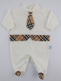 Image baby footie jersey Scottish tie. Colour creamy white, size 3-6 months
