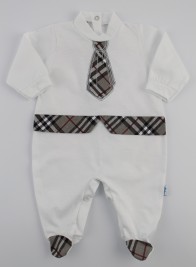 Image baby footie jersey Scottish tie. Colour grey, size 0-1 month