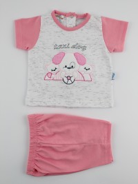 Picture baby footie outfit cotton jersey taxi dog. Colour coral pink, size 6-9 months