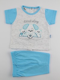 Picture baby footie outfit cotton jersey taxi dog. Colour turquoise, size 1-3 months