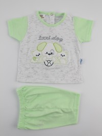 Picture baby footie outfit cotton jersey taxi dog. Colour pistacchio green, size 3-6 months