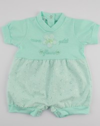 Picture baby footie straw wicker mon petit fleur. Colour green, size 3-6 months