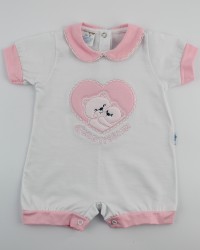 Picture baby footie straw cute romper. Colour pink, size 3-6 months