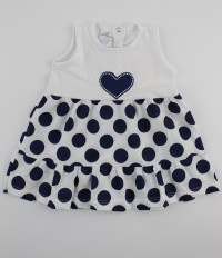 Picture baby footie cotton heart vest and polka dots. Colour blue, size 3-6 months