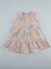 Image baby footie cotton piquet vest bears and stars. Colour pink, size 9-12 months