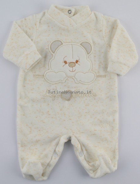 Image baby footie chenille life smile. Colour creamy white, size 3-6 months Creamy white Size 3-6 months