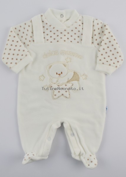 Chenille baby footie image sweet mother. Colour creamy white, size 0-1 month Creamy white Size 0-1 month