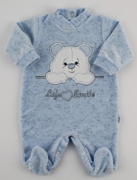 Image baby footie chenille life smile. Colour light blue, size 6-9 months