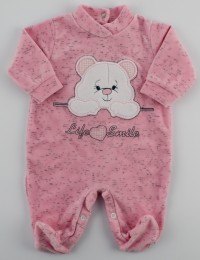 Image baby footie chenille life smile. Colour pink, size 0-1 month