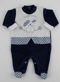 Image baby footie chenille sweet baby. Colour blue, size 3-6 months