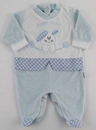 Image baby footie chenille sweet baby. Colour light blue, size 3-6 months