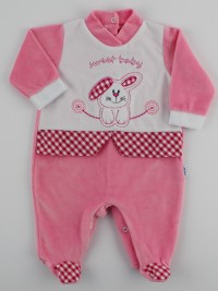 Image baby footie chenille sweet baby. Colour coral pink, size 6-9 months