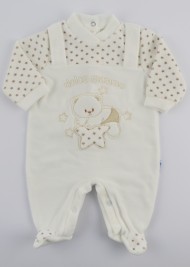 Chenille baby footie image sweet mother. Colour creamy white, size 6-9 months