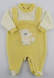 Chenille baby footie image sweet mother. Colour yellow, size 6-9 months