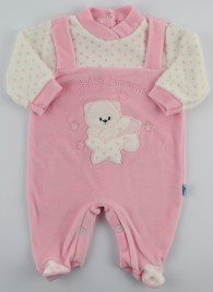 Chenille baby footie image sweet mother. Colour pink, size 6-9 months