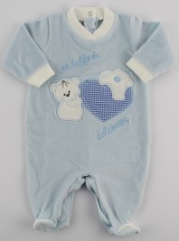 Picture baby chenille footie a dip of sweetness. Colour light blue, size 1-3 months