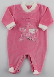Baby image footie chenille dreams gold star. Colour coral pink, size 0-1 month