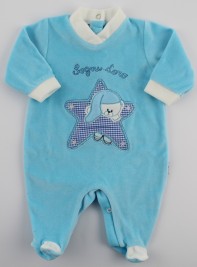 Baby image footie chenille dreams gold star. Colour turquoise, size 1-3 months