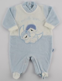 Picture baby footie chenille small treasures sleep. Colour light blue, size 1-3 months