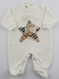Image baby footie chenille dreams gold star Scottish. Colour creamy white, size 3-6 months