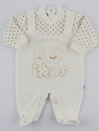 Image baby footie chenille star star. Colour creamy white, size 6-9 months
