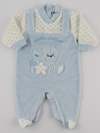Image baby footie chenille star star. Colour light blue, size 6-9 months