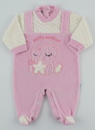 Image baby footie chenille star star. Colour pink, size 0-1 month