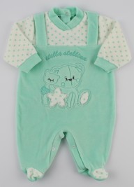 Image baby footie chenille star star. Colour green, size 0-1 month