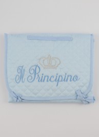 Image accompanied travel changing mat in cotton. Colour light blue, one size