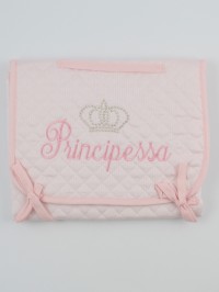 Image accompanied travel changing mat in cotton. Colour pink, one size