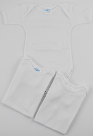 Half-sleeved cotton body image. Colour white, size 9-12 months