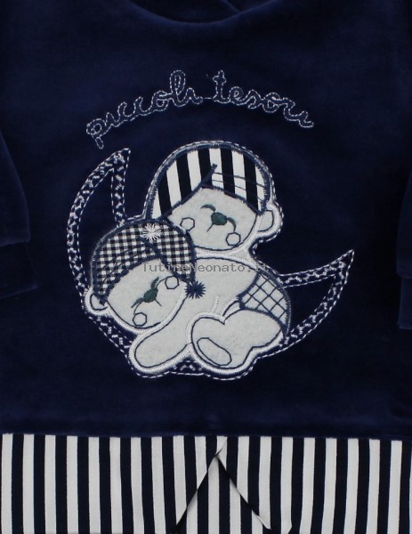 baby footie outfit chenille little treasures. Colour blue, size 0-1 month 2