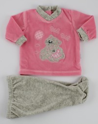 Picture baby footie chenille outfit flies balloon. Colour coral pink, size 0-1 month