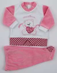 Picture baby footie outfit chenille pamper me. Colour coral pink, size 3-6 months