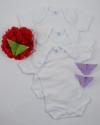 Image short sleeve body in warm cotton. Colour white, size 0-1 month