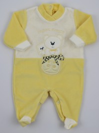 Baby image footie chenille super friend. Colour yellow, size 0-1 month