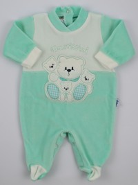 Baby footie image in chenille very tender. Colour green, size 1-3 months