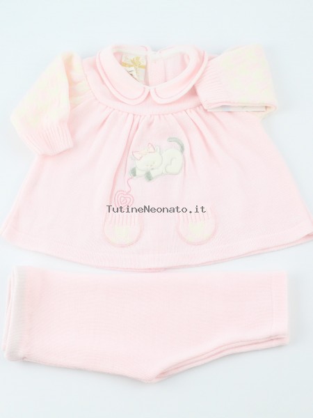 Image baby outfit mixed wool kitten and ballroom. Colour pink, size 0-1 month Pink Size 0-1 month