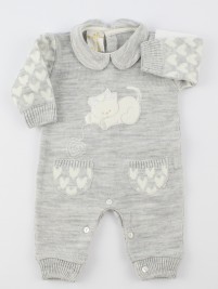 Picture baby footie mixed wool kitten. Colour grey, size 1-3 months
