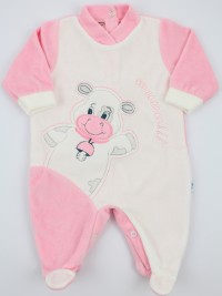 Picture baby footie chenille cow cow. Colour pink, size 6-9 months